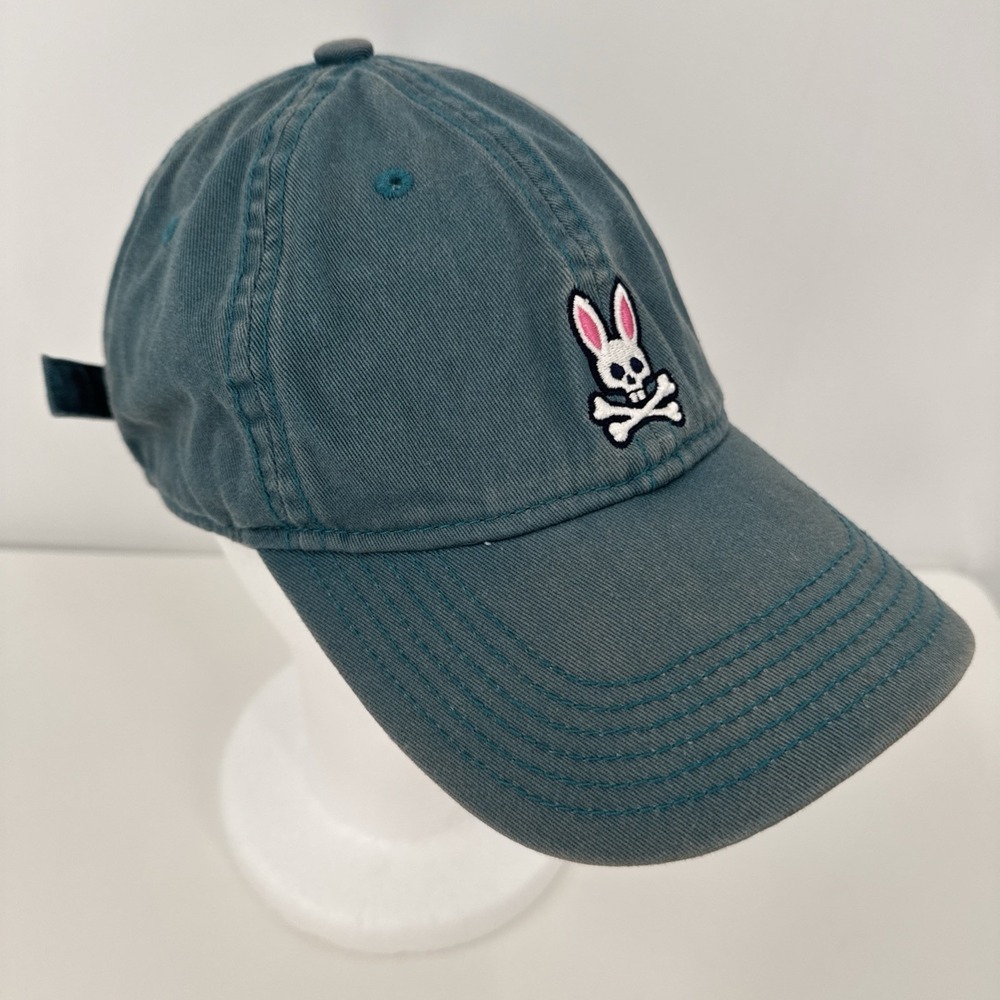 Psycho Bunny Men's One Size Cotton Turquoise Relaxed Fit Adjustable Dad Hat - Picture 11 of 11